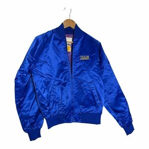 Vintage Mac Murray of California Blue Satin Naval Bomber Jacket M